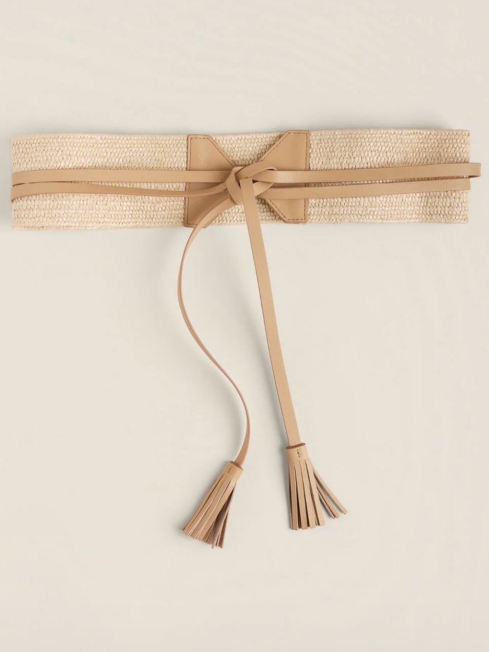 Spartina Madeline Wrap Belt in Pale Sand Woven Tie-Front Waist Belt